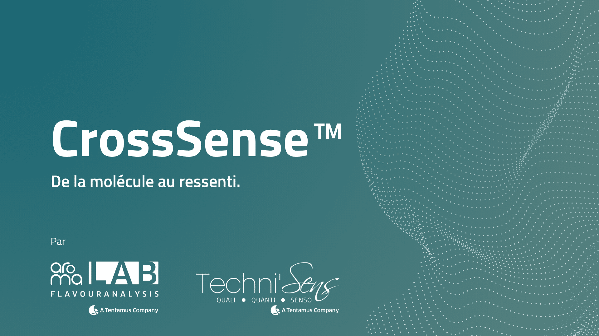 Bannière affichant les logos de Techni’Sens et Aromalab avec le slogan « CrossSense : de la molécule au ressenti ».